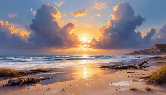 Free Golden Beach Sunset Image - Beach, Sunset, Ocean | Download at ...