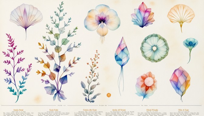 Free Geometric Aquatic Botanicals Image - Botanical, Watercolor ...