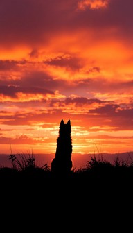 Download Sentinel At Sunset Image - Sunset, Dog, Silhouette