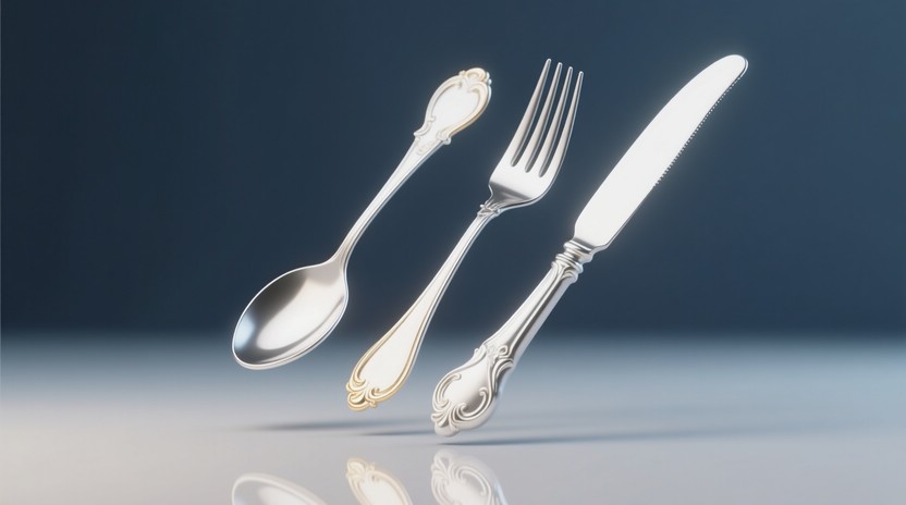 Silverware Falling Free Gravity-Defying Cutlery Image - Silverware, Floating, Surreal ...