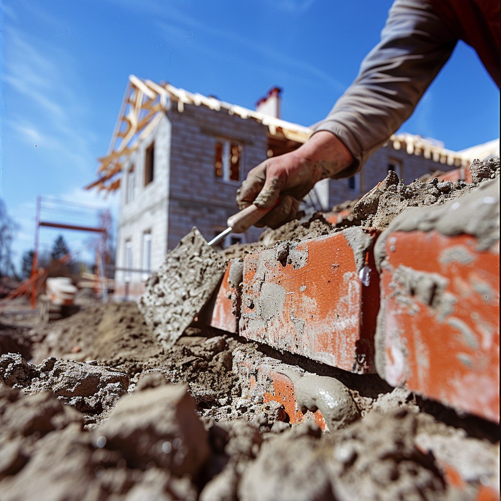 Free Bricklaying in Progress Image - Construction, Bricklayer, Building ...