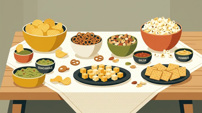 Free Assorted Snack Spread Image - Snacks, Popcorn, Pretzels | Download ...
