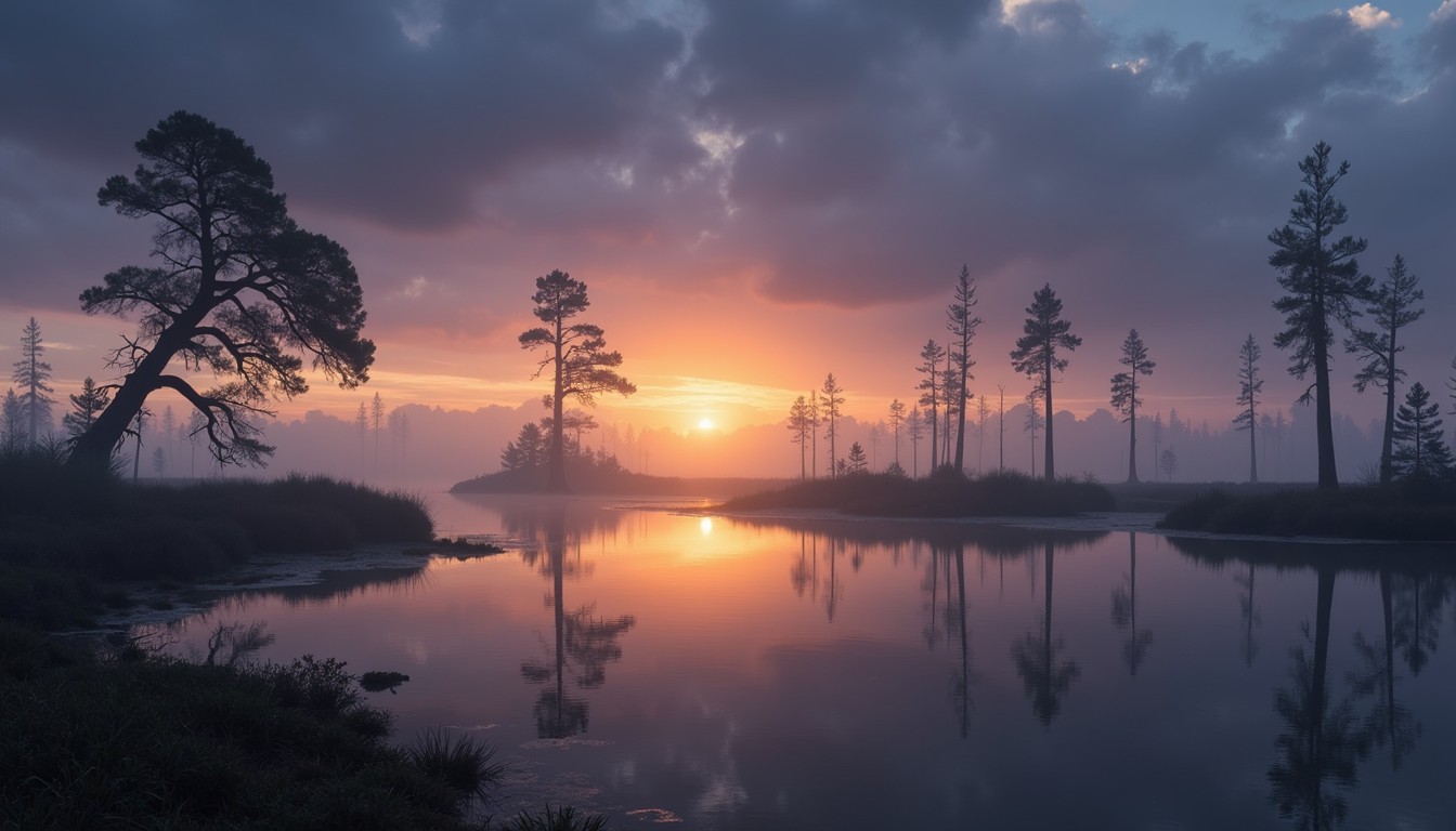 Free Misty sunrise reflection Image - Sunrise, Reflection, Wetland ...