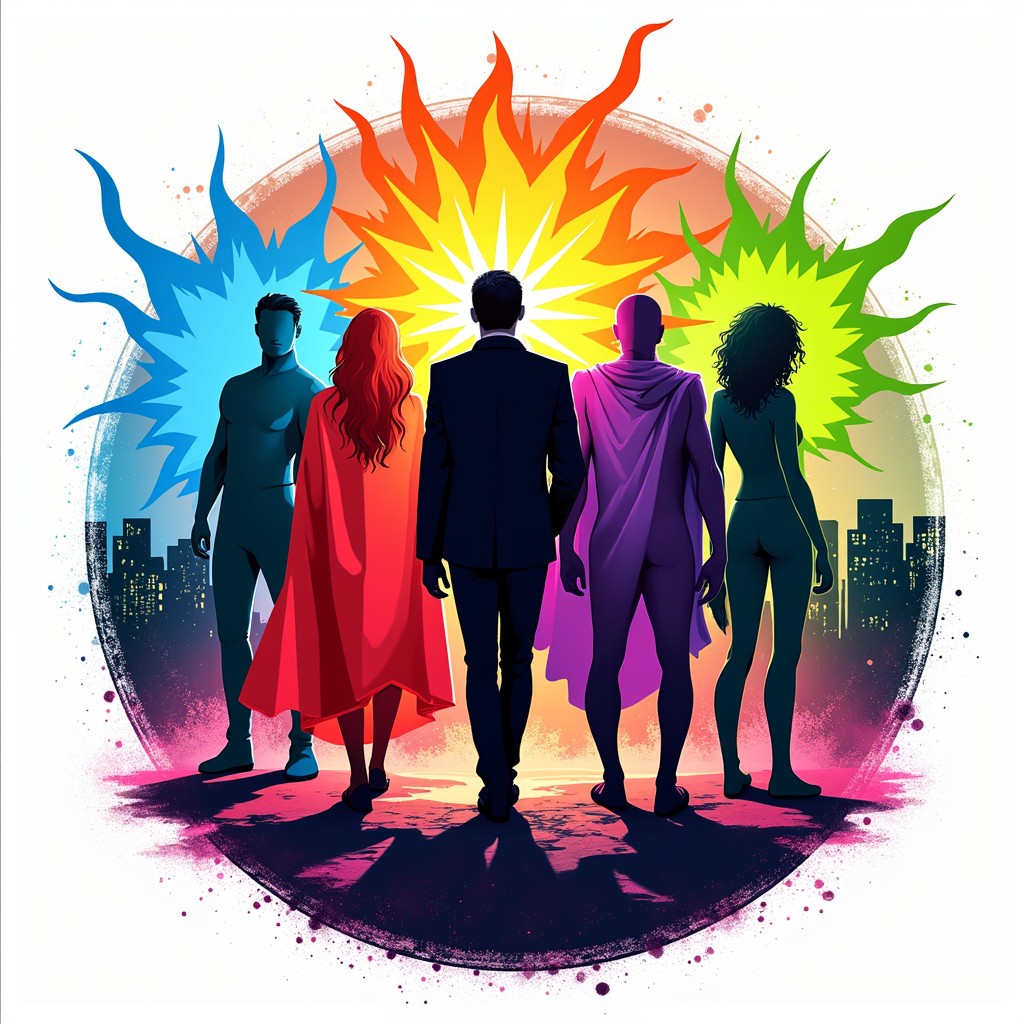Free United Chromatic Heroes Image - Heroes, Silhouettes, Colorful ...