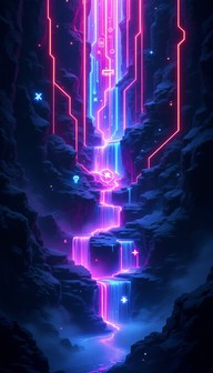 Free Neon Pixel Cascade Image - Pixelart, Neon, Cyberpunk | Download at ...