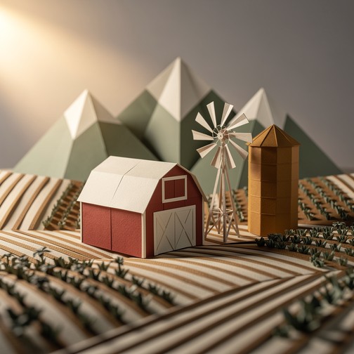 Free Folded Farm Landscape Image - Origami, Farmland, Countryside ...