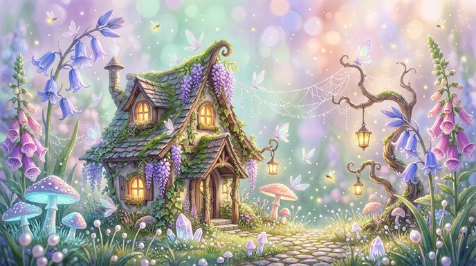 Free Enchanted Fairy Cottage Image - Fairy, Cottage, Garden | Download ...