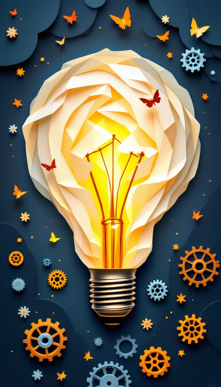 Free Illuminated Paper Craft Image - Lightbulb, Papercraft, Collage ...