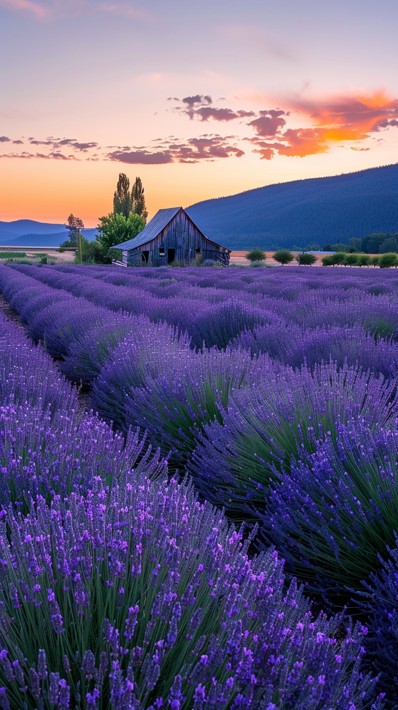 Free Lavender Field Sunset Image - Lavender, Sunset, Barn | Download at ...