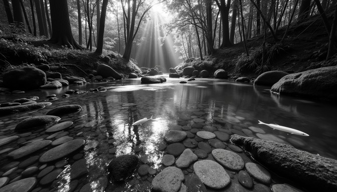 Free Enchanted Forest Stream Image - Forest, Stream, Sunbeams ...