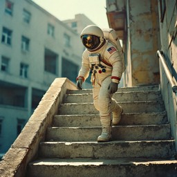 Spacelander Stairs Free Astronaut Ascending Stairs Image - Astronaut, Spacesuit, Stairs ...