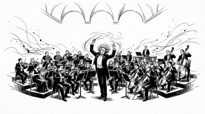 Orche Drawing Free Orchestra Performance Illustration Image - Orchestra, Conductor ...