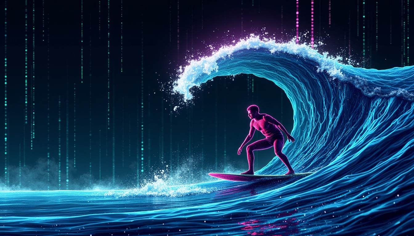 Generative Design Wave Rider Free Digital Wave Rider Image - Cyberpunk, Surfer, Wave | Download at ...