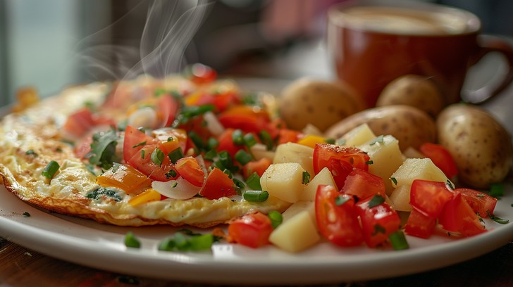 Free Delicious Breakfast Plate Image - Breakfast, Omelette, Coffee ...
