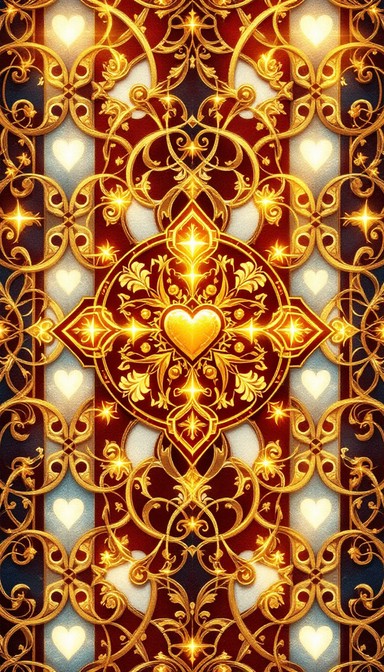 Ornate Byzantine-inspired geometric pattern with golden crosses and ...
