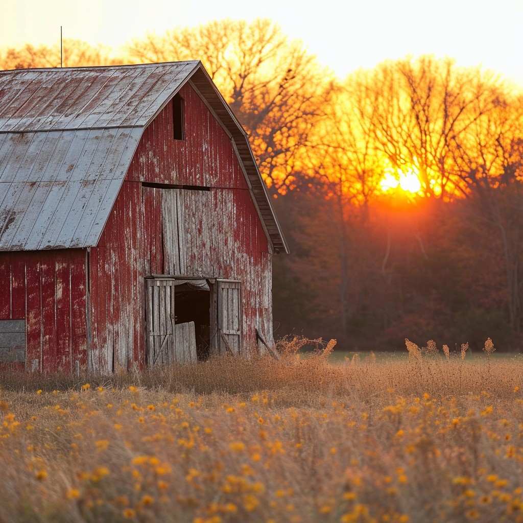 Free Sunset Barn Scene Image - Sunset, Barn, Field | Download at StockCake