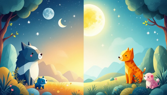 Free Day Meets Night Image - Whimsical, Illustration, Geometric ...