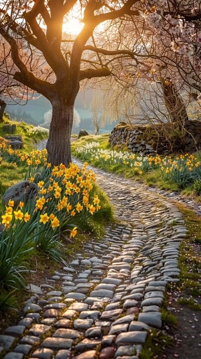 Sunlit Path In Springtime Free Sunlit Blossom Path Image - Spring, Sunlight, Path | Download at ...