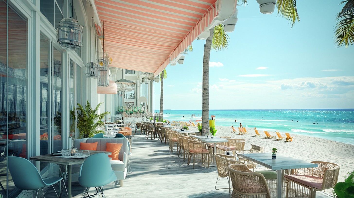 Free Beachfront restaurant view Image - Beach, Restaurant, Palm Trees ...