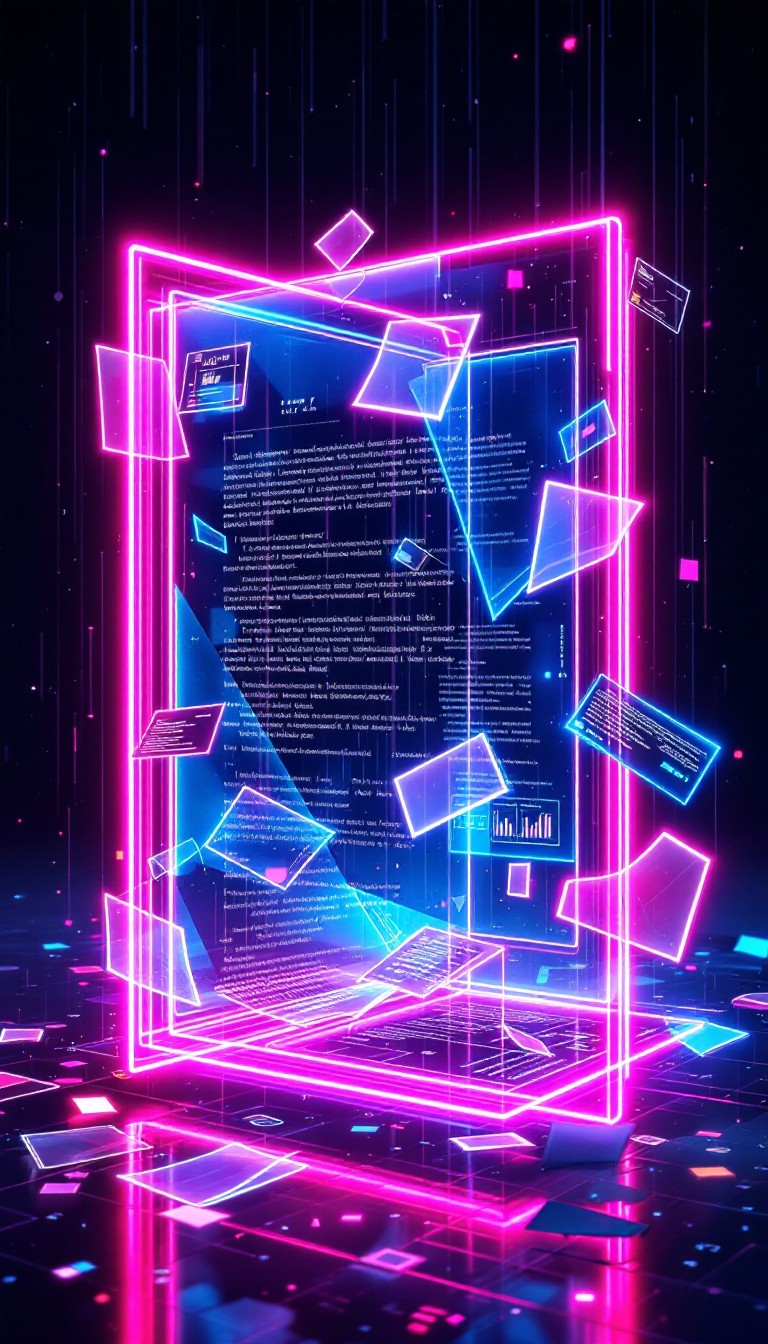 Free Neon Document Fragments Image - Cyberpunk, Holographic, Neon ...