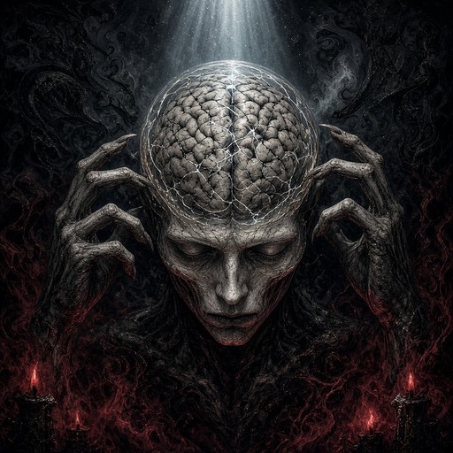 This gothic dark art illustration shows a pale, gaunt figure with ...