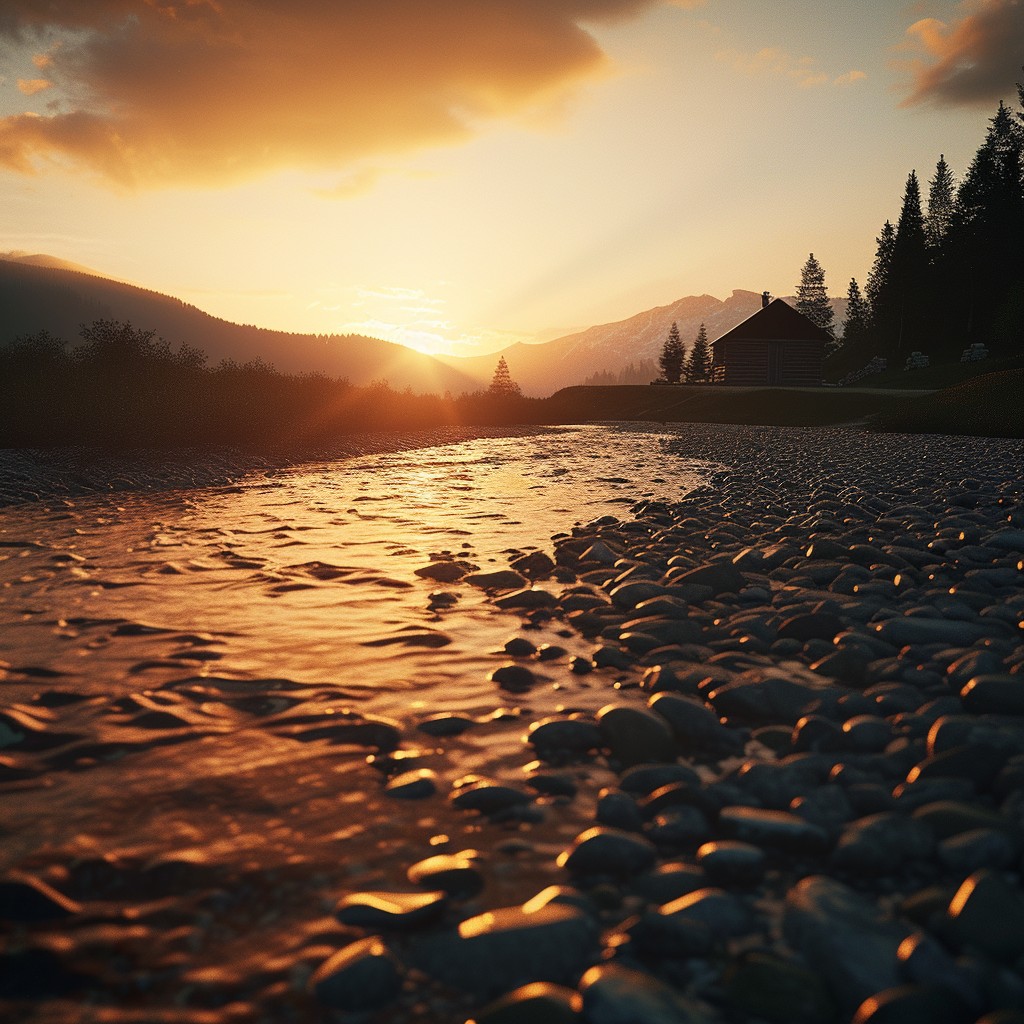 Free Sunset River Glow Image - Sunset, River, Pebbles | Download at ...