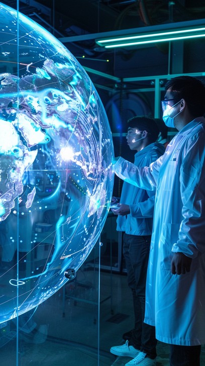 Free Global Data Analysis Image - Scientists, Hologram, Globe ...