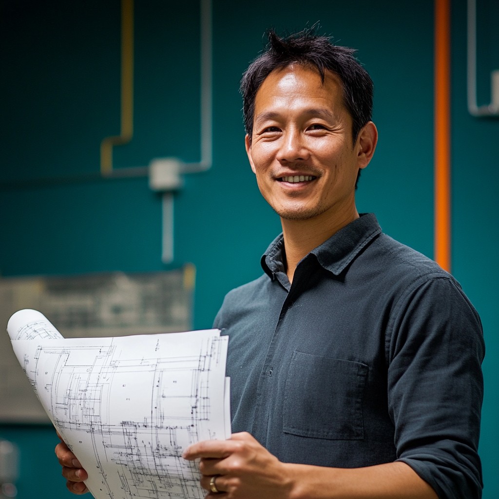 Free Engineer Holding Plans Image - Engineer, Smiling, Asian | Download ...