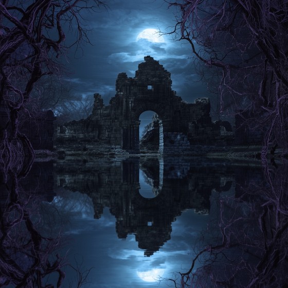Decaying Moon Free Moonlit Ruins Reflected Photo - Ruins, Gothic, Reflection ...