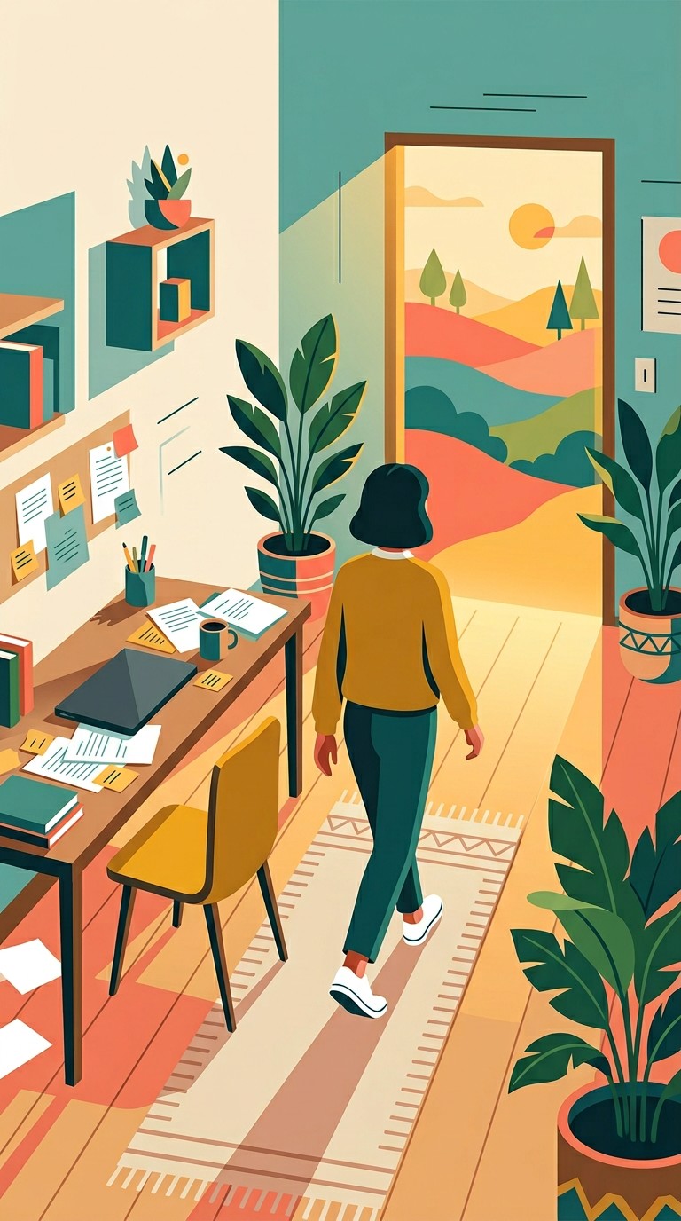 Remained Work Free Leaving Work Behind Image - Illustration, Vector, Minimalist ...