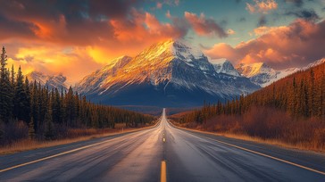 Free Spectacular Mountain Sunset Image - Sunset, Mountains, Road ...