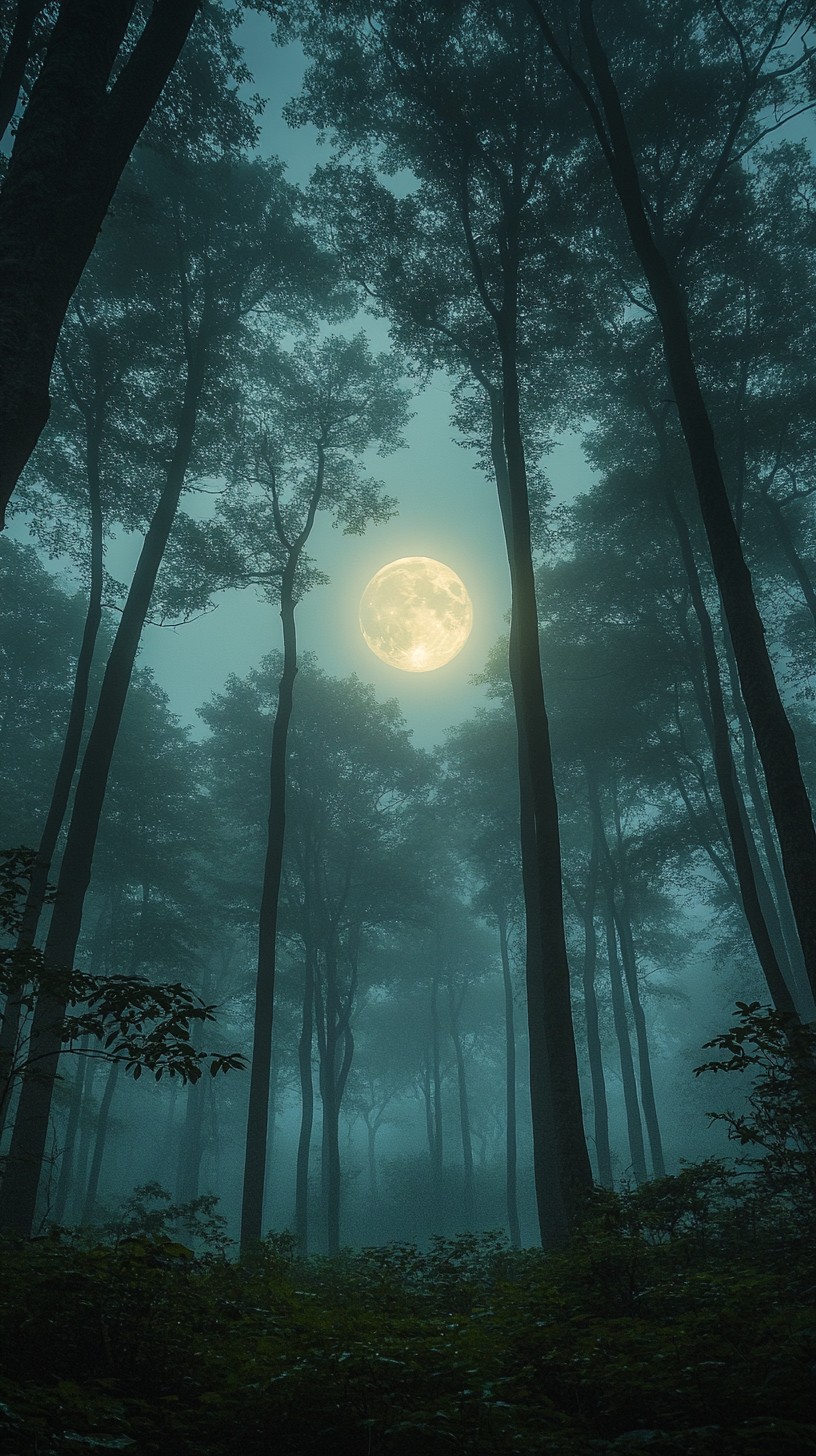 Free Moonlit Foggy Forest Image - Moon, Fog, Forest | Download at StockCake