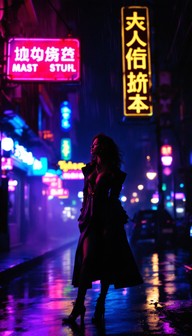 Free Neon Night Silhouette Image - Neon, Noir, Rain | Download at StockCake