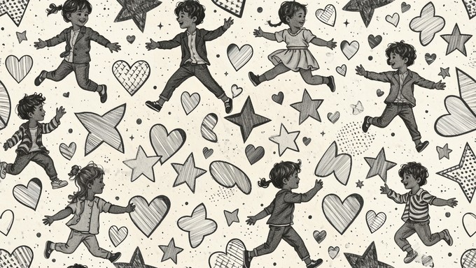 Free Playful Children Pattern Image - Pattern, Children, Monochrome ...