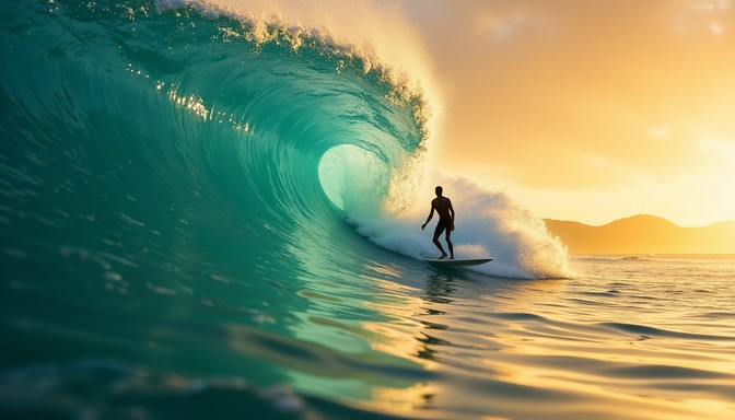 Surfer Transition Free Golden Wave Rider Image - Surfing, Wave, Ocean | Download at StockCake
