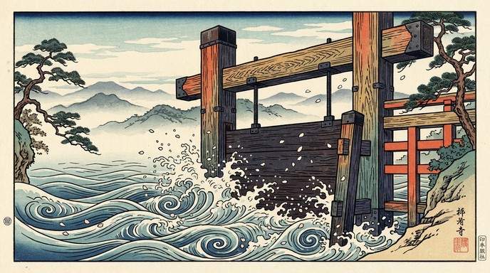 Free Ancient River Gate Image - Ukiyo-e, Woodblock, Japanese | Download ...