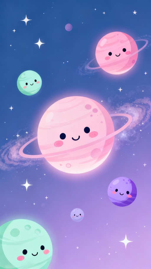 Free Kawaii Cosmic Friends Image - Kawaii, Planets, Space | Download at ...