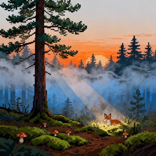 Free Misty Pixel Forest Image - Pixelart, Forest, Pine | Download at ...