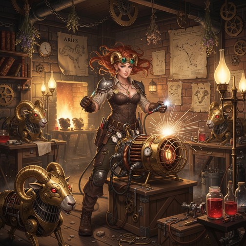 Free Steampunk Ram Workshop Image - Steampunk, Inventor, Woman ...