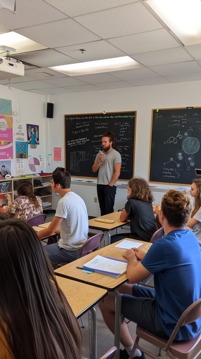 Free Classroom Learning Scene Image - Classroom, Teacher, Students ...