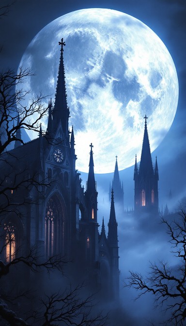 Free Moonlit Gothic Cathedral Image - Gothic, Cathedral, Moon ...