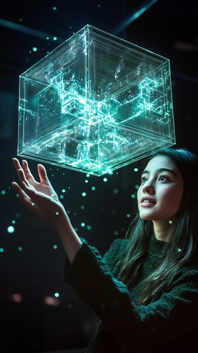 Free Mystical Floating Cube Image - Woman, Cube, Neon | Download at ...
