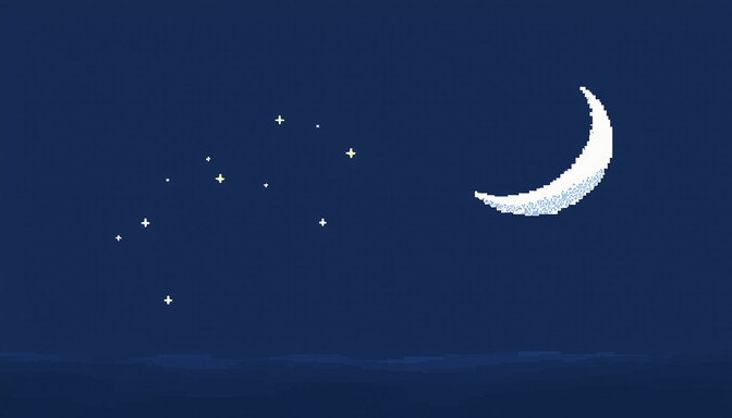 Free Cosmic Pixel Serenity Image - Moon, Crescent, Stars | Download at ...
