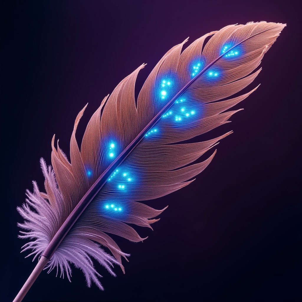 Free Luminous Tech Feather Image - Feather, Bioluminescent, Futuristic ...