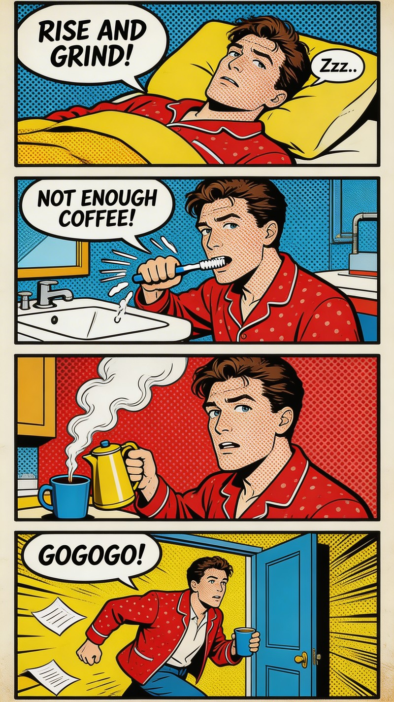 Getting Coffee Comic Free Morning Coffee Rush Image - Comic, Popart, Retro | Download at ...
