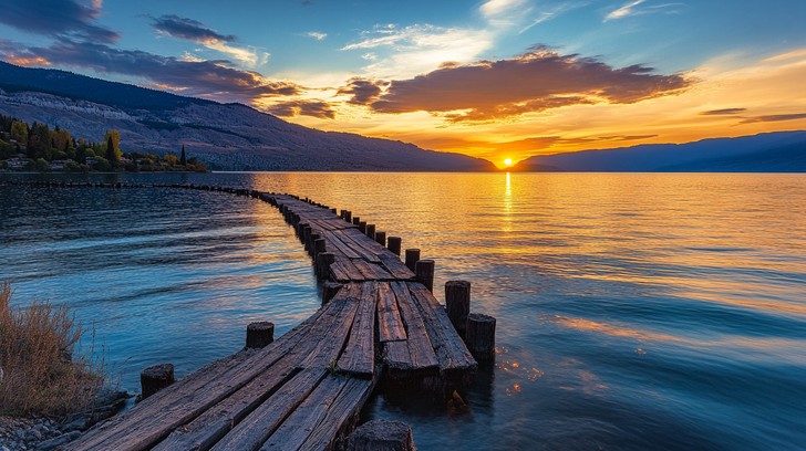 Free Sunset over lake Image - Sunset, Lake, Pier | Download at StockCake