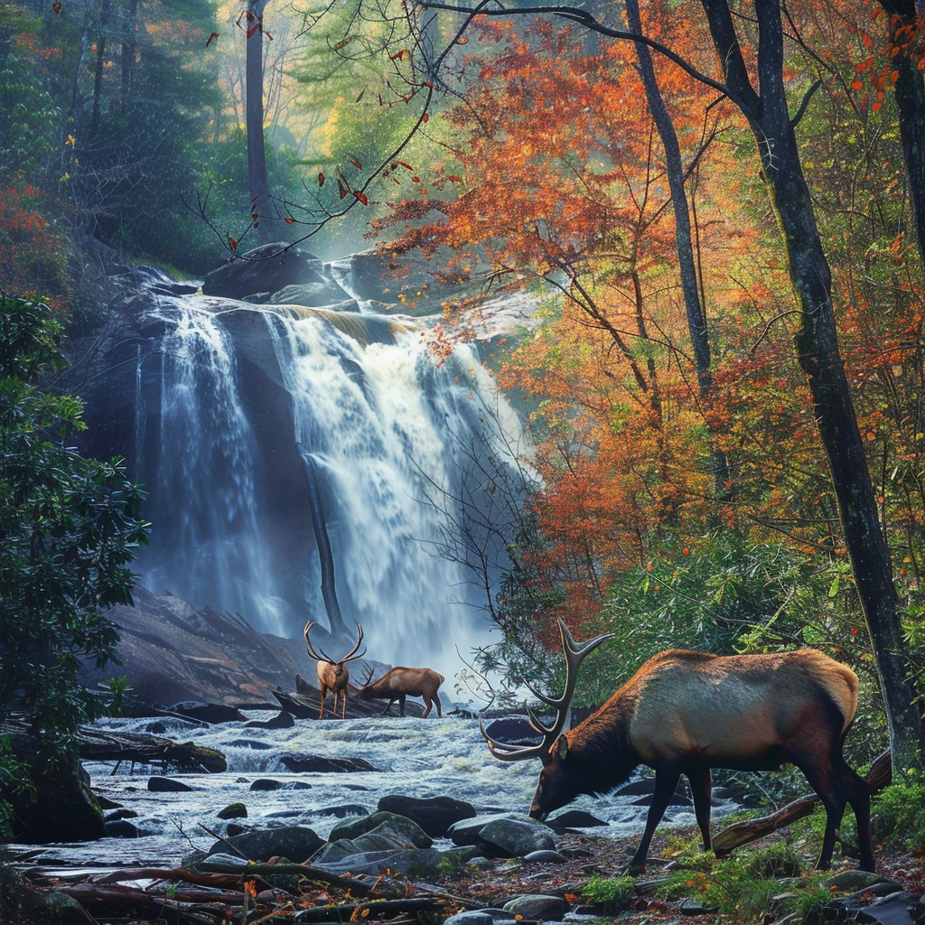 Free Autumn Waterfall Scene Image - Waterfall, Autumn, Elk | Download ...