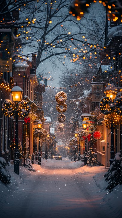 Free Snowy Holiday Street Image - Snow, Lights, Winter | Download at ...
