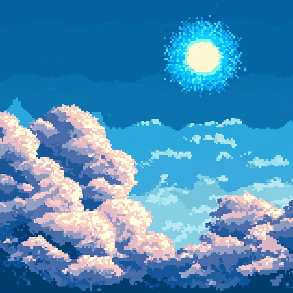 Free Pixelated Sky Art Image - Pixel, Sky, Sun | Download at StockCake