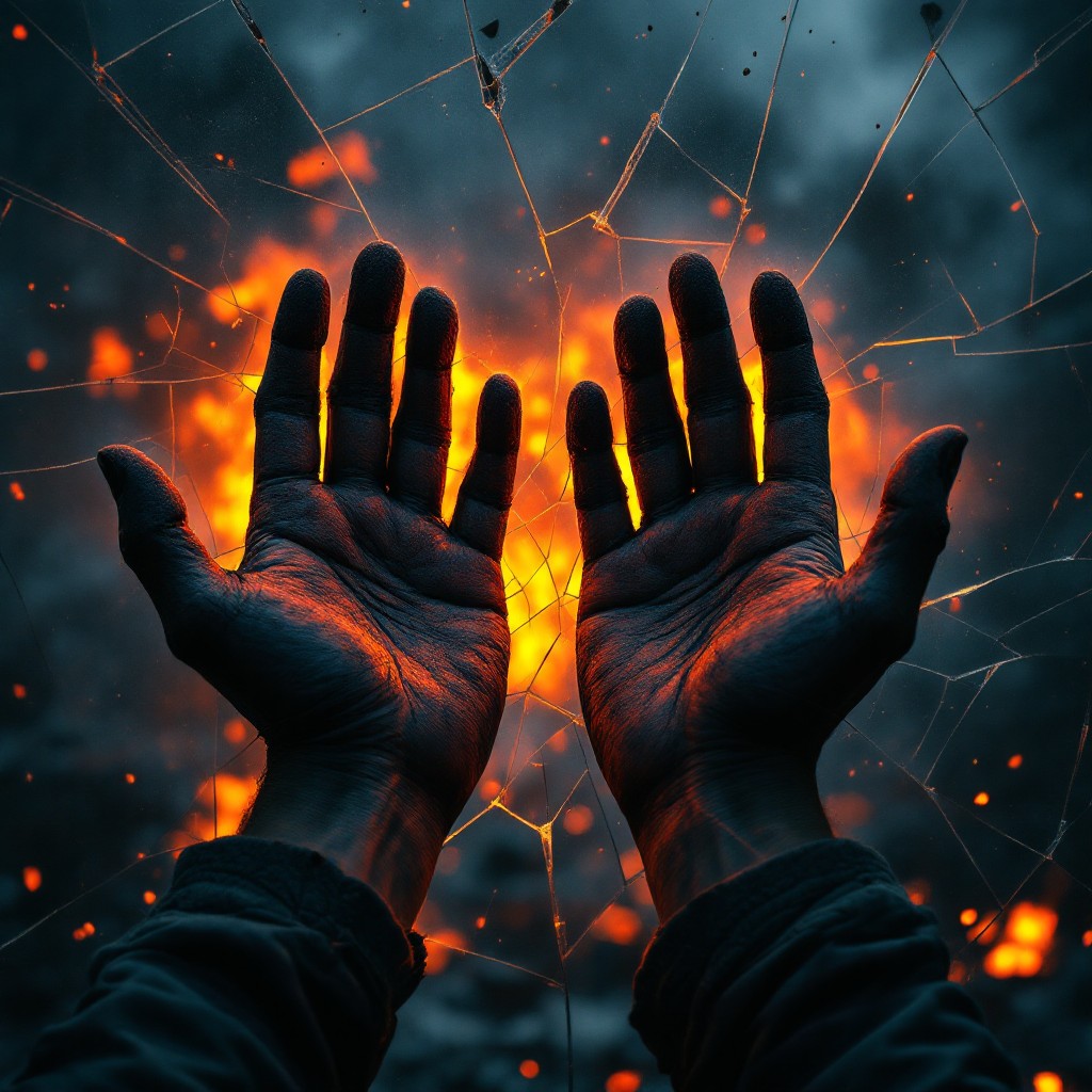 Middle Hand Fire Free Hands Through Fire Image - Hands, Fire, Flames | Download at StockCake